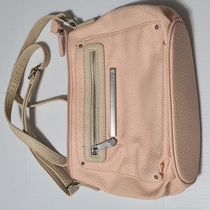 Fiorelli Light Coral and Beige Vegan Leather Adjustable Strap Crossbody Bag